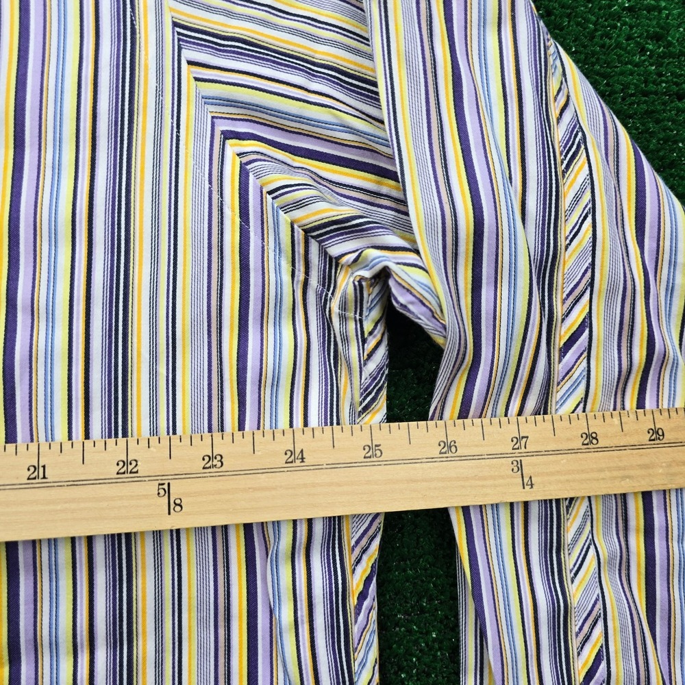 Thomas Dean Dress Shirt Mens XL Striped Button Up Long-Staple 2-Ply Cotton - Picture 3 of 6